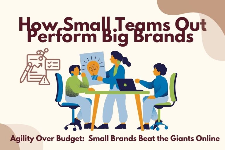 A visual highlighting how small, agile teams can outperform large brands, focusing on innovation and strategic thinking for competitive advantage with digital marketing