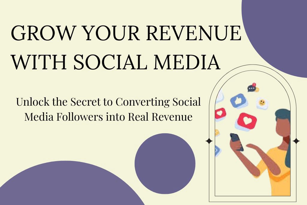 Illustration about social media marketing for revenue growth, depicting a user on a smartphone surrounded by like, heart, and comment icons, emphasizing follower conversion